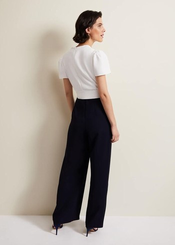 Phase Eight Eloise Wide Leg Jumpsuit Navy/White Canada | BXIYED-239